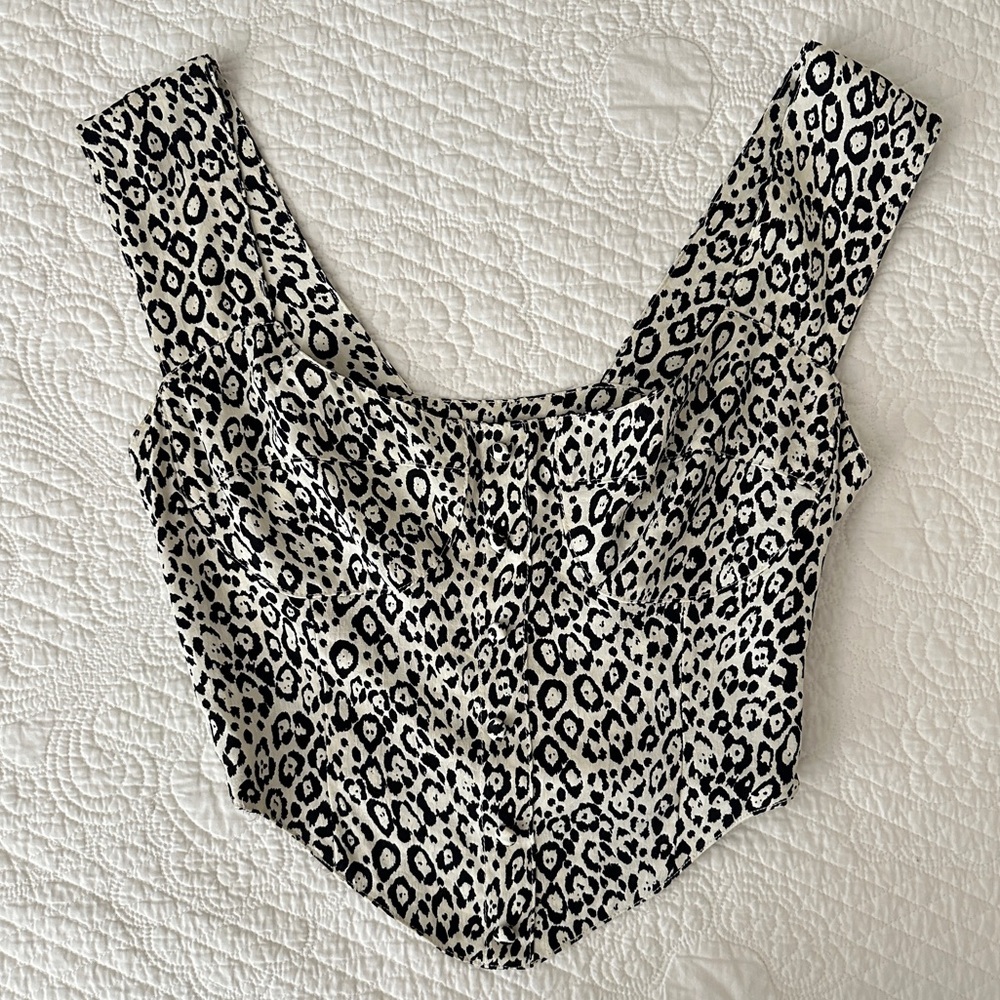 Vanessa Mooney The Heather Top Leopard Bustier Crop Top Women’s Small